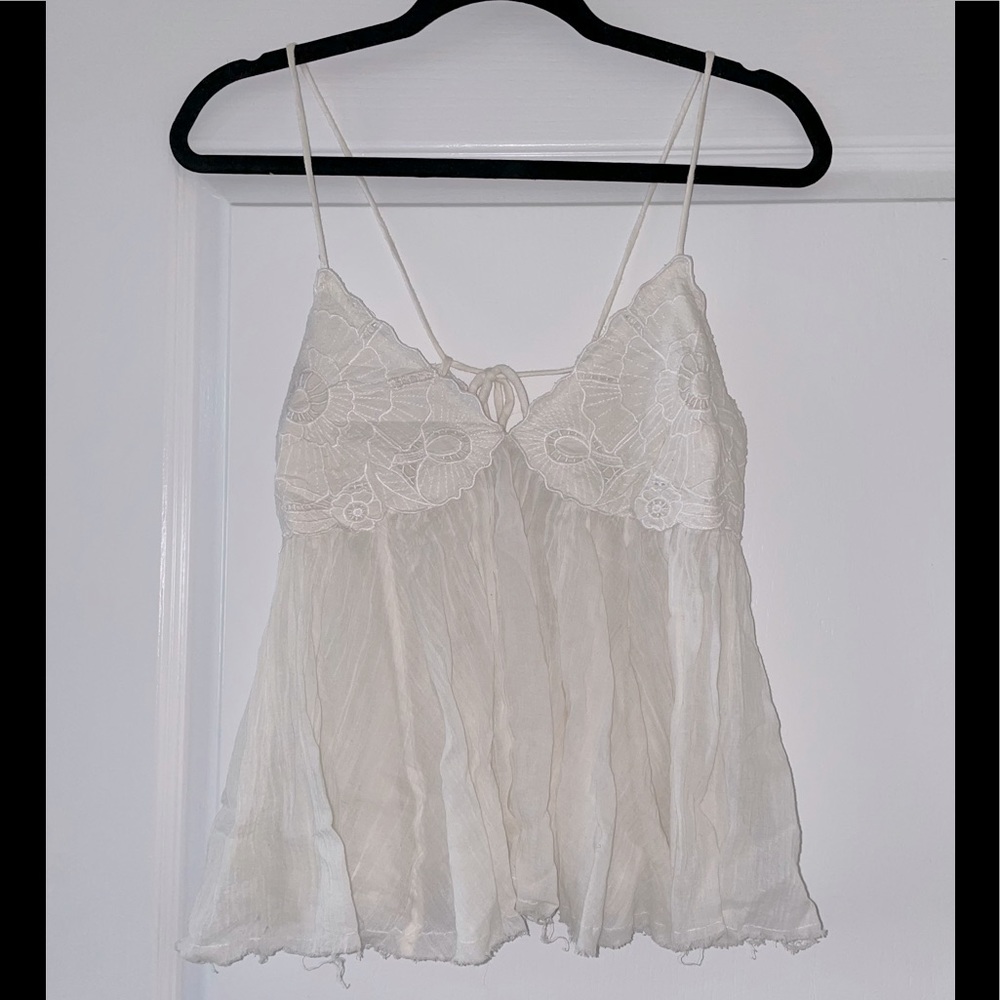 Free People Lace & Gauze Flowy Top